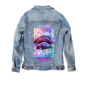 Unisex denim jacket, talk dirty...